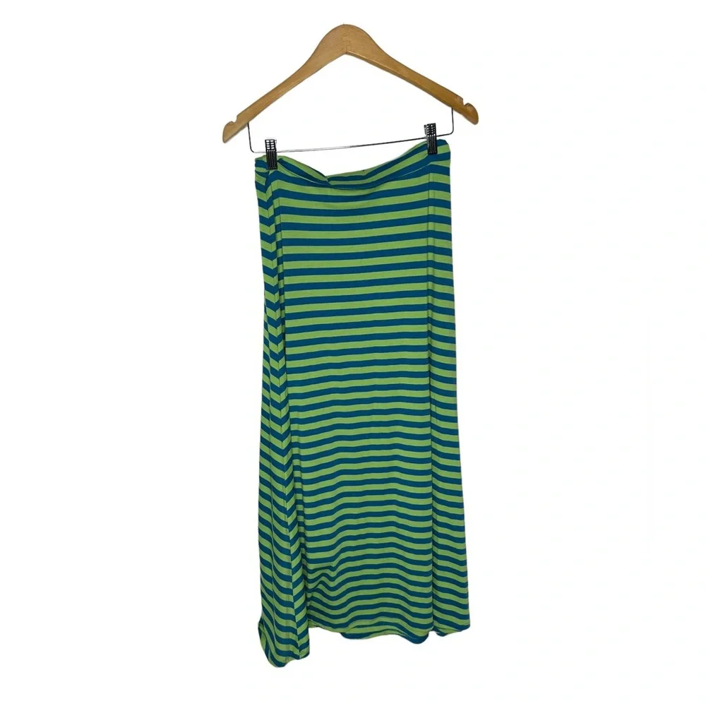 NWOT LuLaRoe Green/Blue Stripe Maxi Skirt xxs